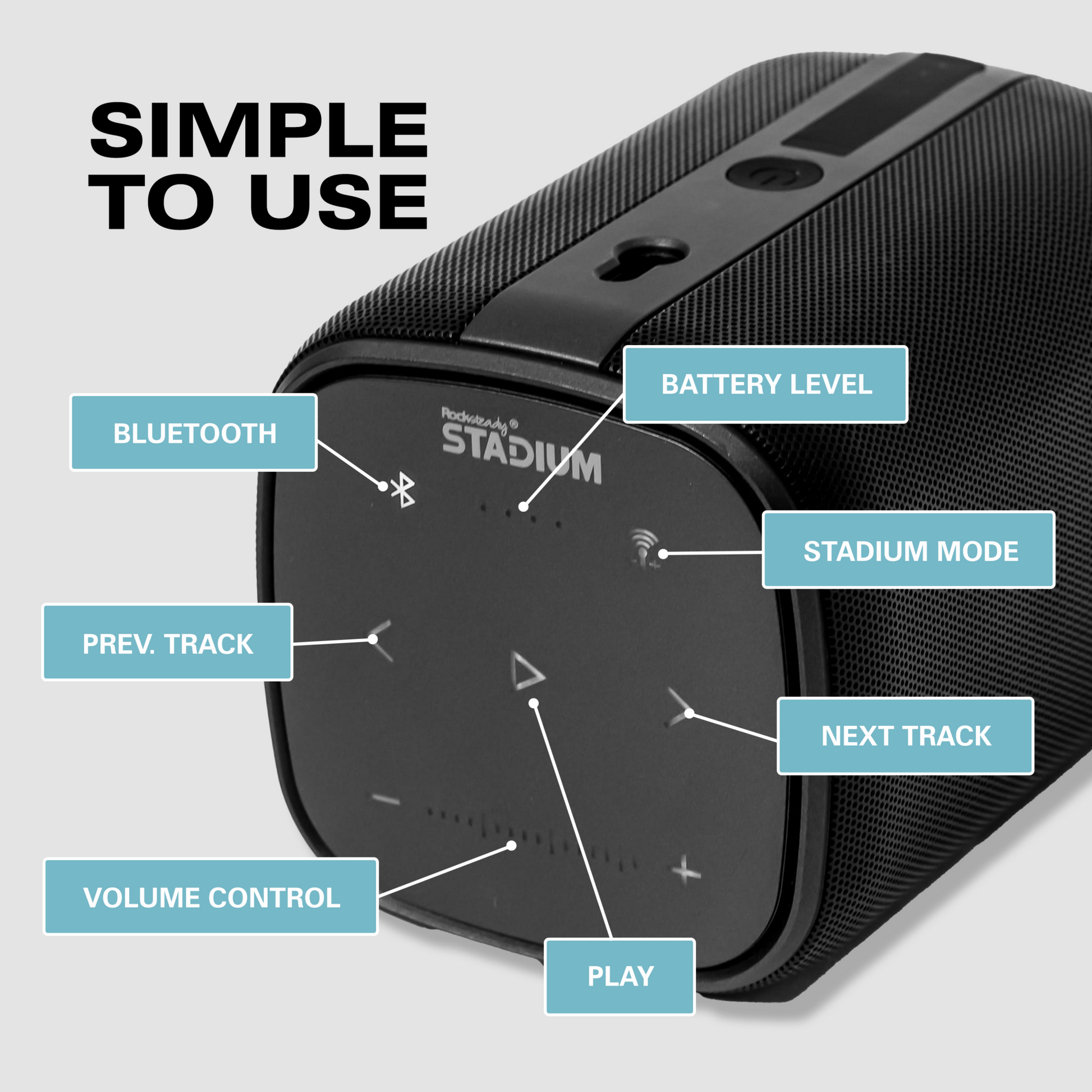 Rocksteady Stadium 2 wireless speaker controls